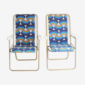 Lafuma space age folding garden chairs, 1964-74, set of two.