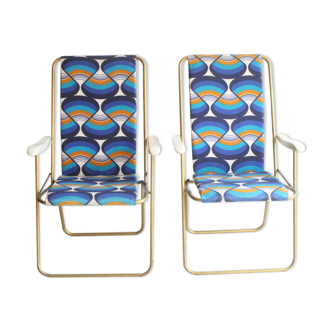 Lafuma space age folding garden chairs, 1964-74, set of two.