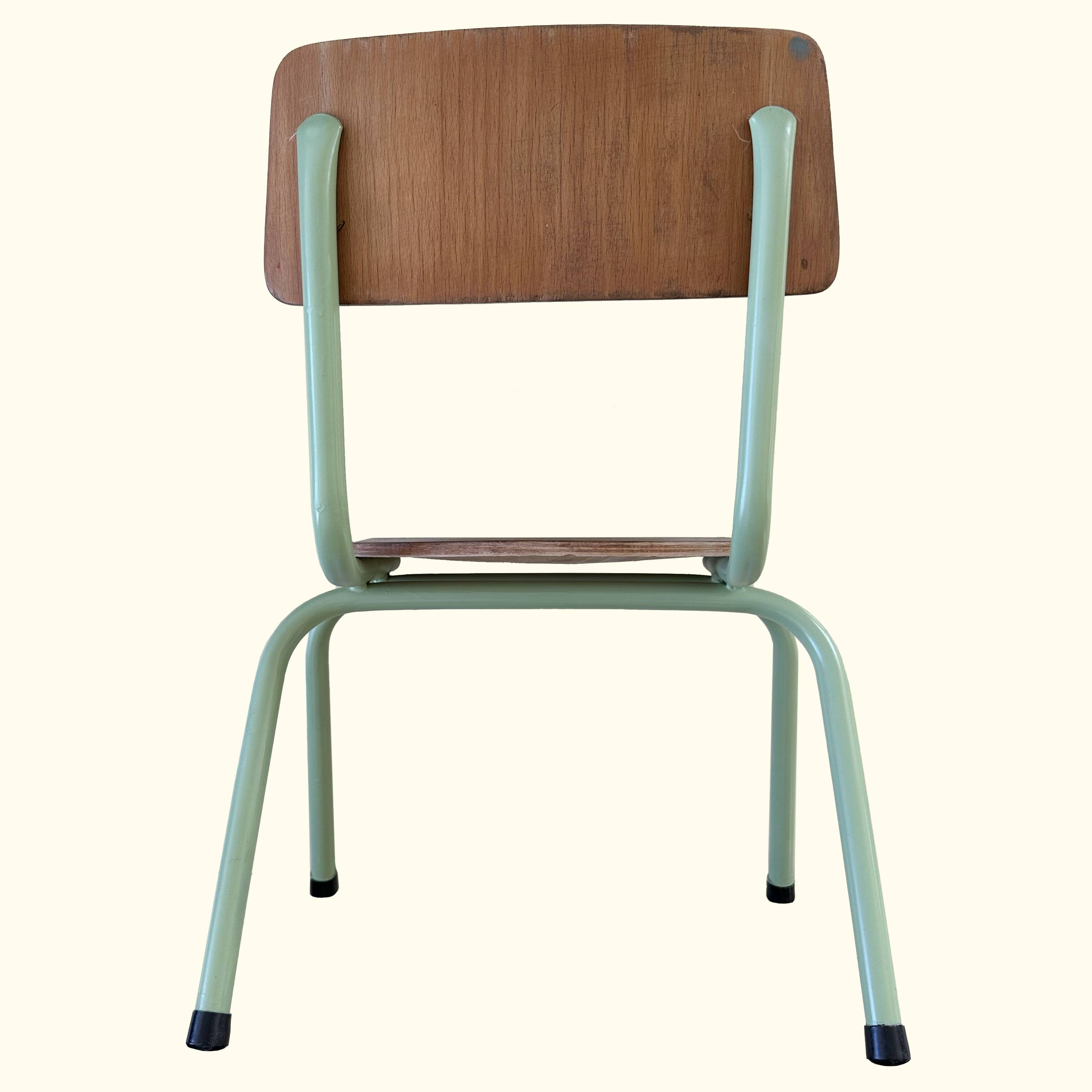 Vintage Beilrode (Germany) kindergarten chair | Almond green metal