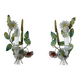 Set of 2 Italian tole painted floral and leaf wall lamp sconces, 1970s