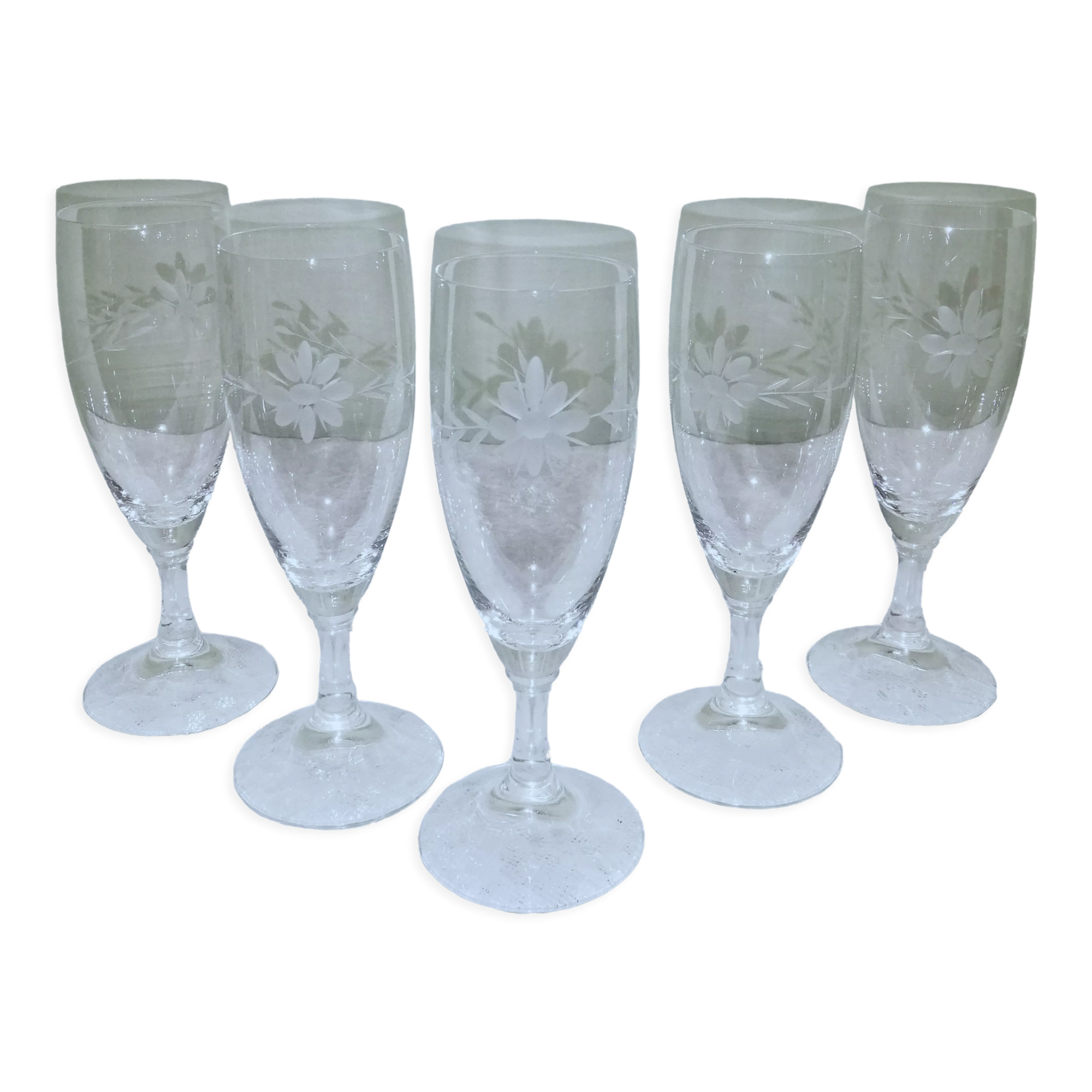 5 crystal champagne flutes