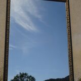 Mirror with black and gold frame, embossed vine leaves