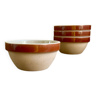 4 vintage Gien France stoneware bowls