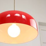 Grande suspension rouge Space Age de Guzzini, années 1960
