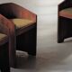 Set of 4 Art Deco armchairs in rosewood veneer, circa 1930.
