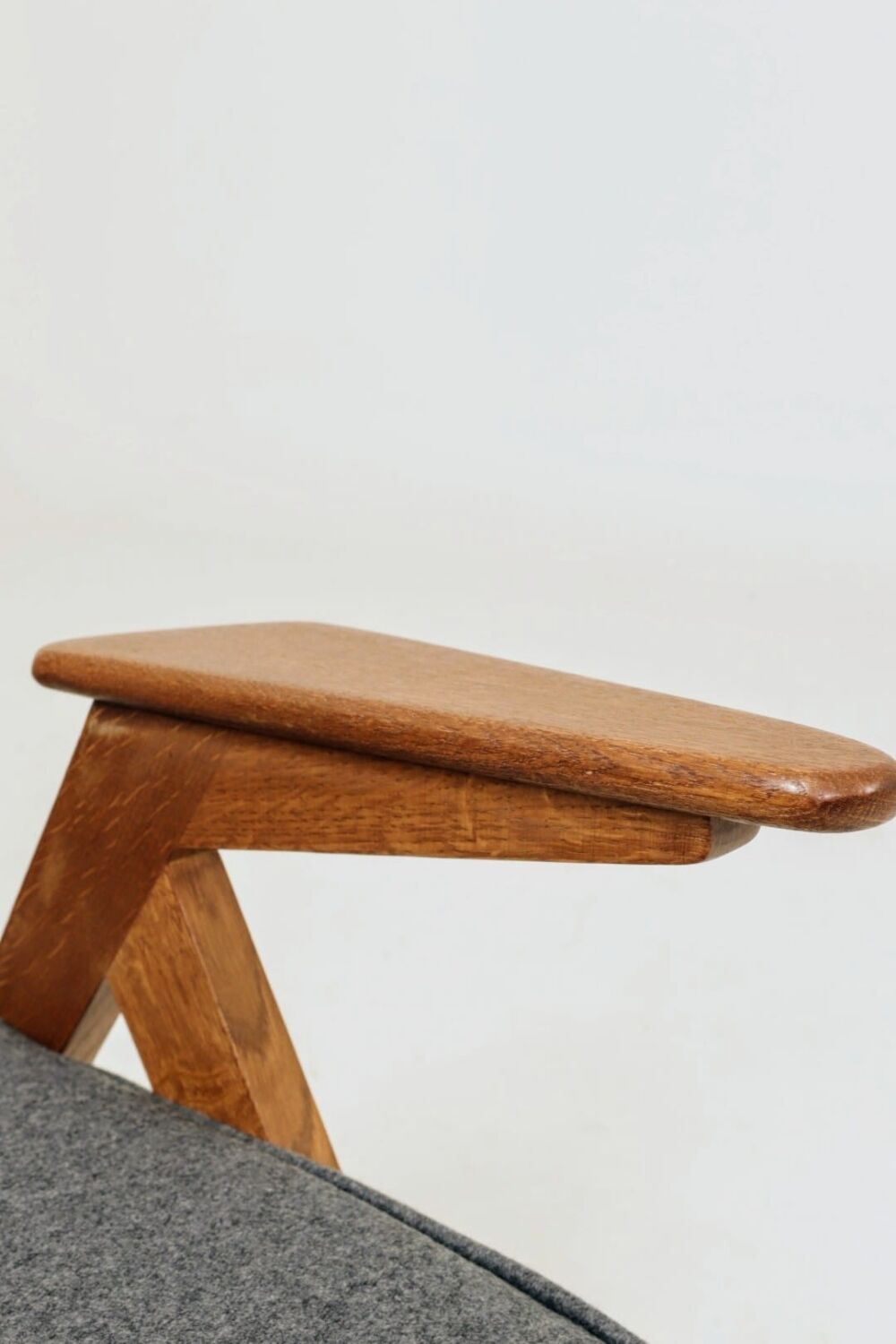 Vintage Lounge Chair Fully Refurbished, Graphite Wool Upholstery