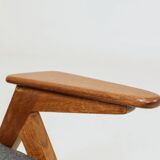 Vintage Lounge Chair Fully Refurbished, Graphite Wool Upholstery