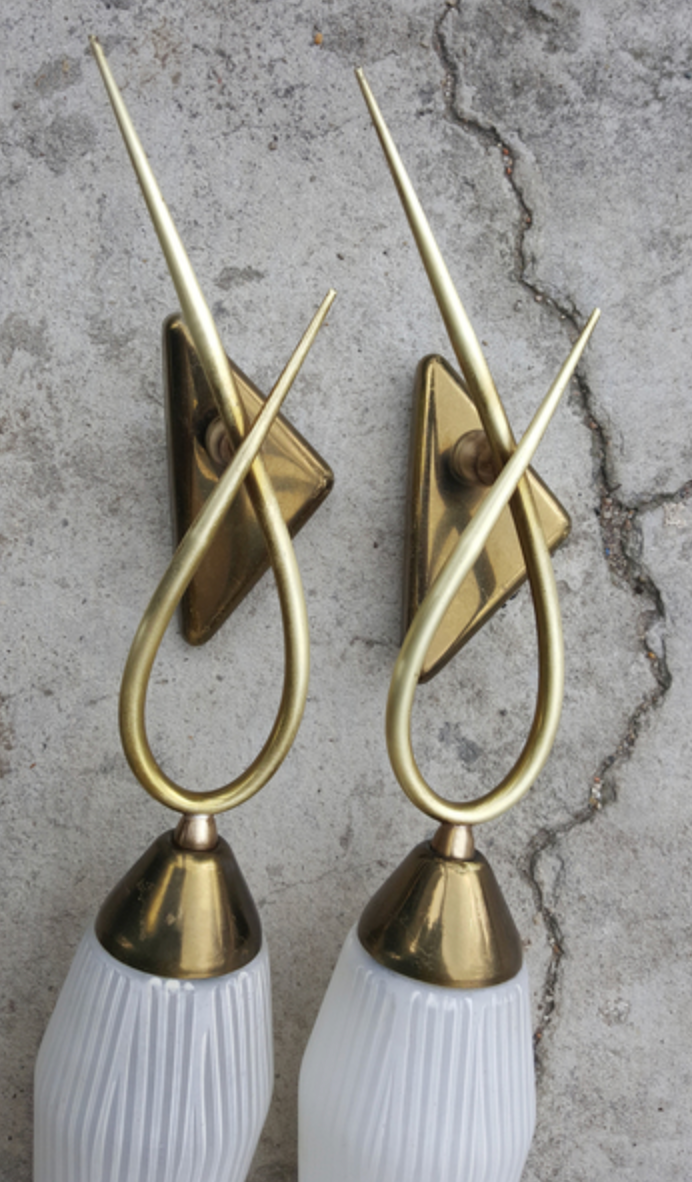 Pair of wall lamps, lunel edition, 1961 paris, vintage 50s, 60s.