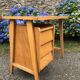 Vintage desk with beech compass legs with 3 drawers.