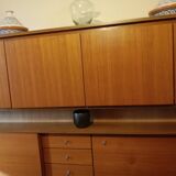 Vintage scandinavian living furniture sideboard with bar and glazed part