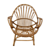 Armchair basket in vintage rattan 60's