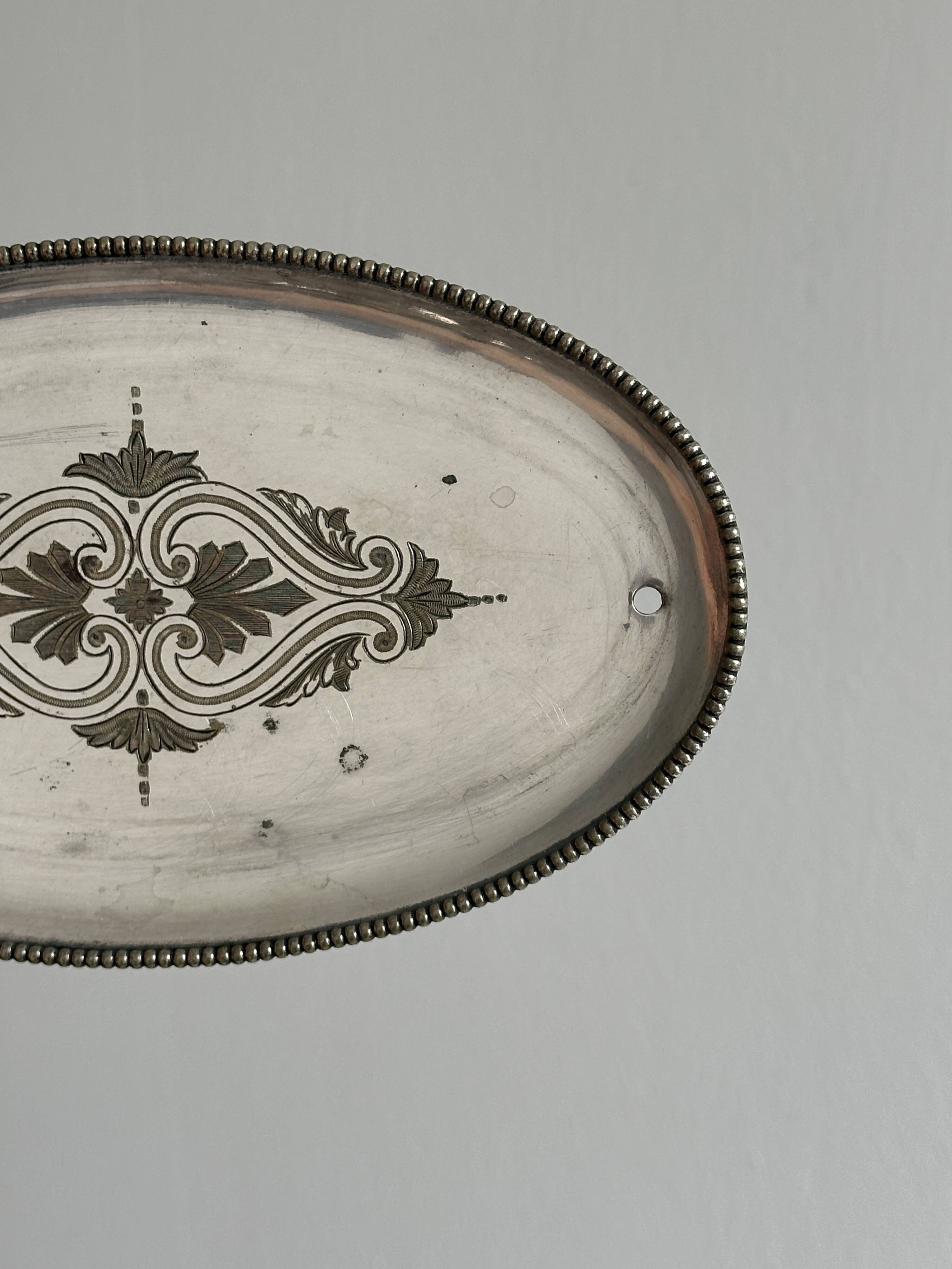 Small tray - silver metal bowl on feet