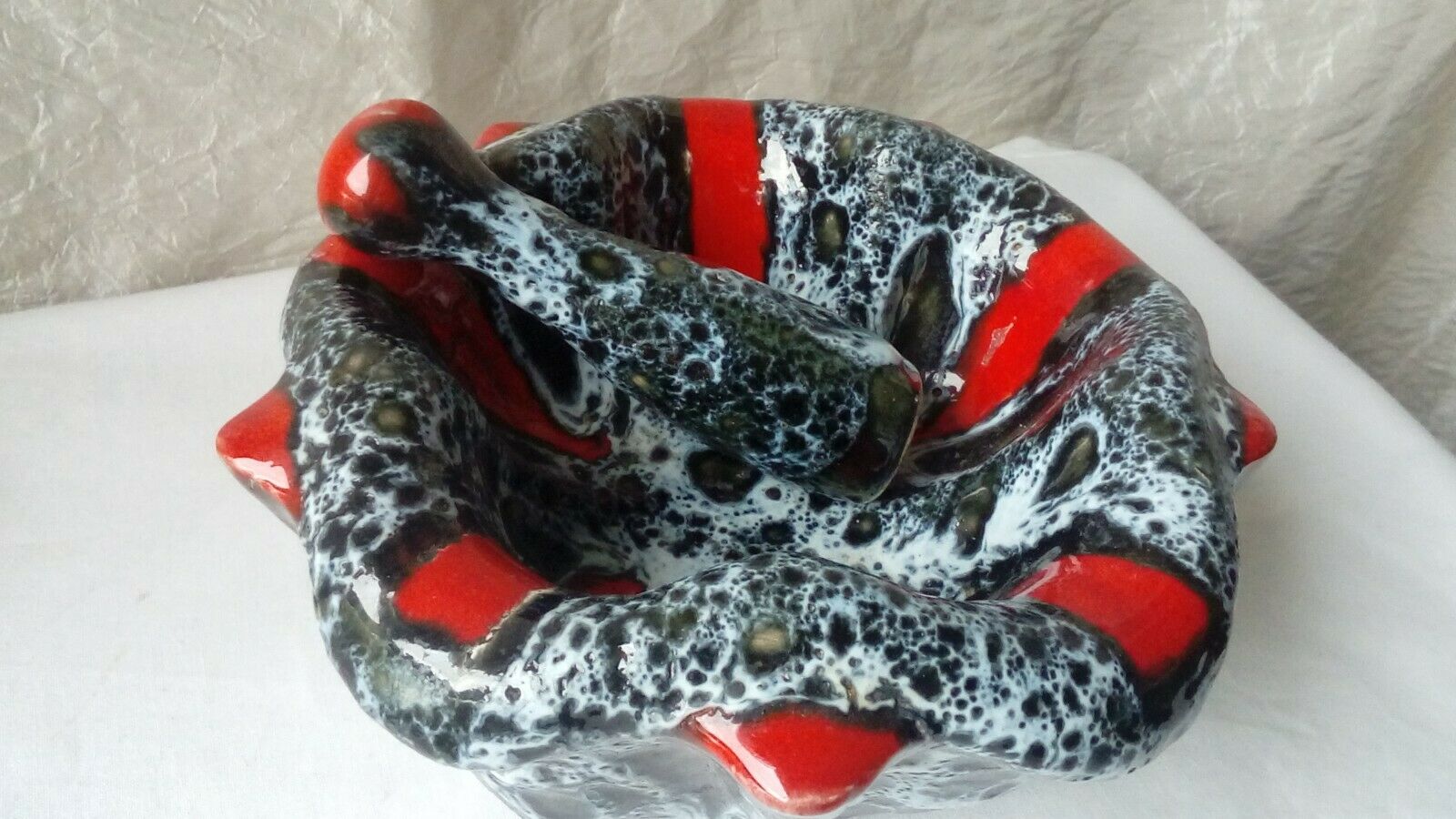 Mortar and pestle in ceramic Vallauris fat vintage lava years 1960