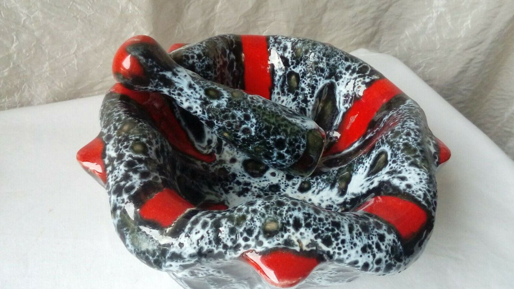 Mortar and pestle in ceramic Vallauris fat vintage lava years 1960