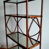 Large rattan and smoked glass shelf 1960