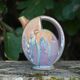 Flamed enameled stoneware bottle, pitcher, liquor bottle signed Denbac number 610, art vase