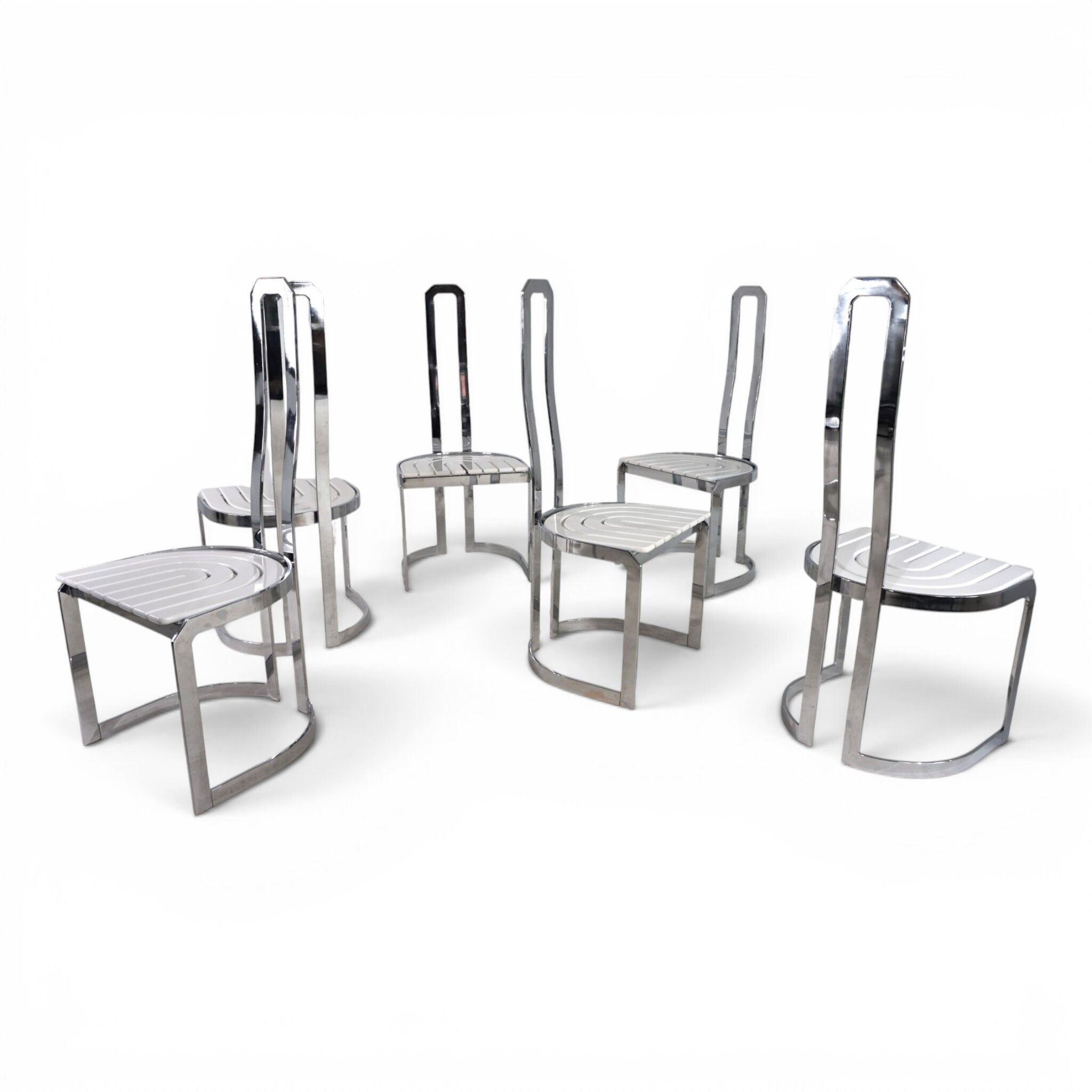 Ensemble de 6 chaises de salle à manger Allmilmö postmodernes, 1980
