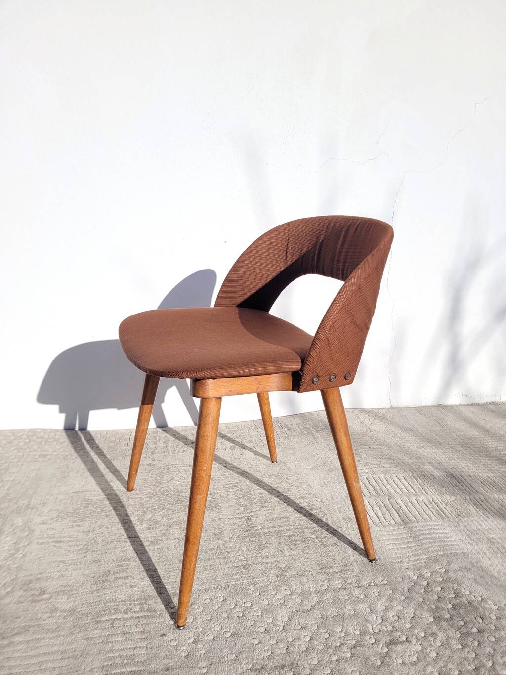 Wood and fabric chair from the 60s/70s.