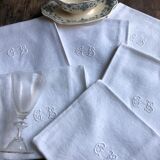 6 napkins, cotton damask, monogram