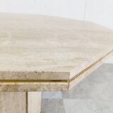 Travertine and Brass dining table, 1970s