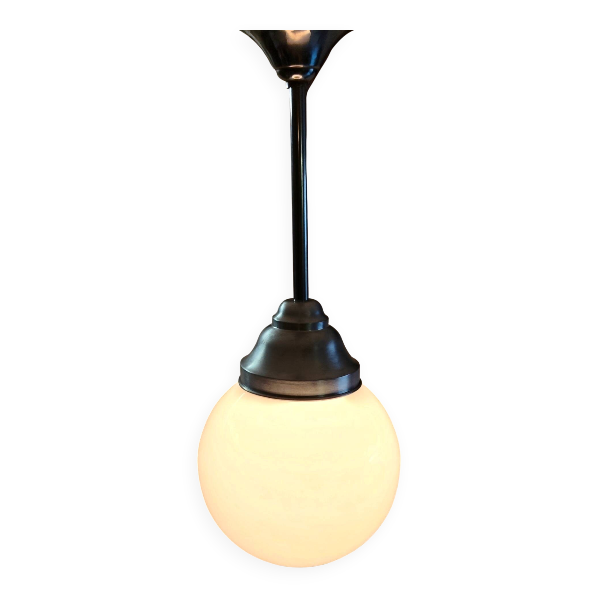 Bauhaus opaline globe suspension XL - mid 20th century
