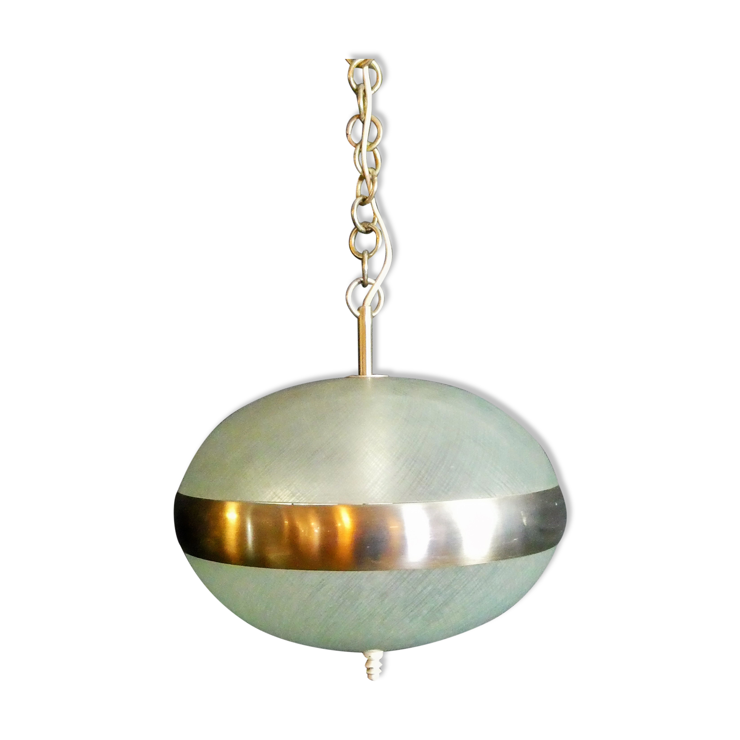 Vintage hanging lamp made of glass and chrome