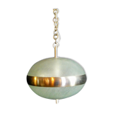 Vintage hanging lamp made of glass and chrome