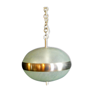 Vintage hanging lamp made of glass and chrome