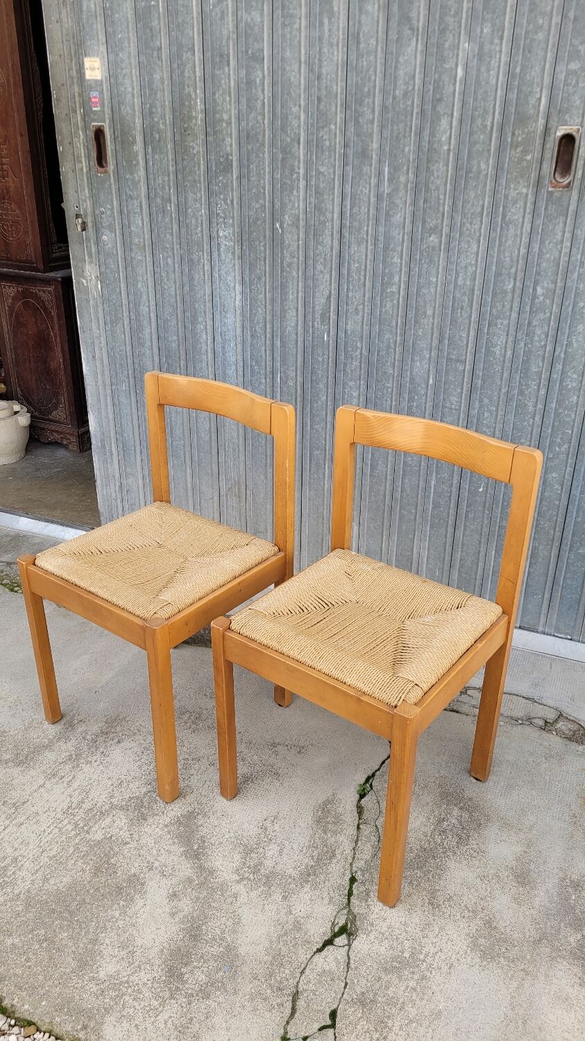 Pair of vintage Italian rope chairs - 1970s