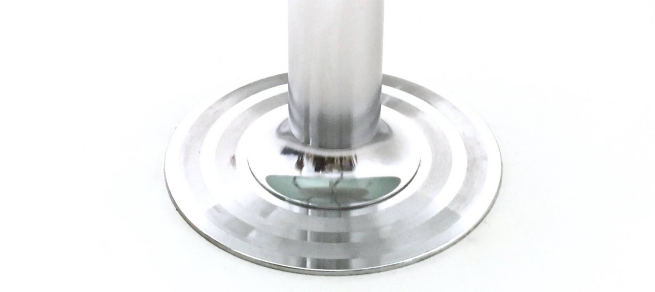 Chromed Metal Dining Table with a Round Tempered Glass Top, Italy