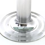 Chromed Metal Dining Table with a Round Tempered Glass Top, Italy