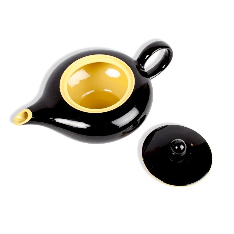 Black and yellow ceramic teapot Villeroy & Boch vintage