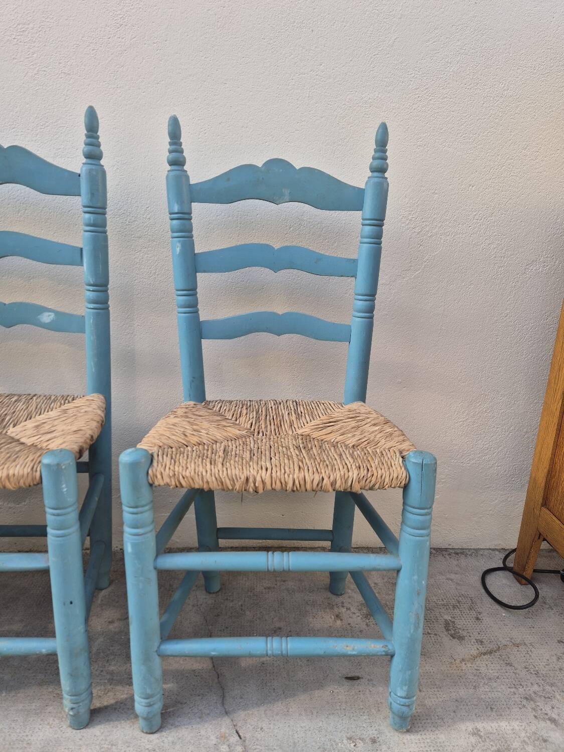 Set of 4 Provencal style straw chairs, old country house