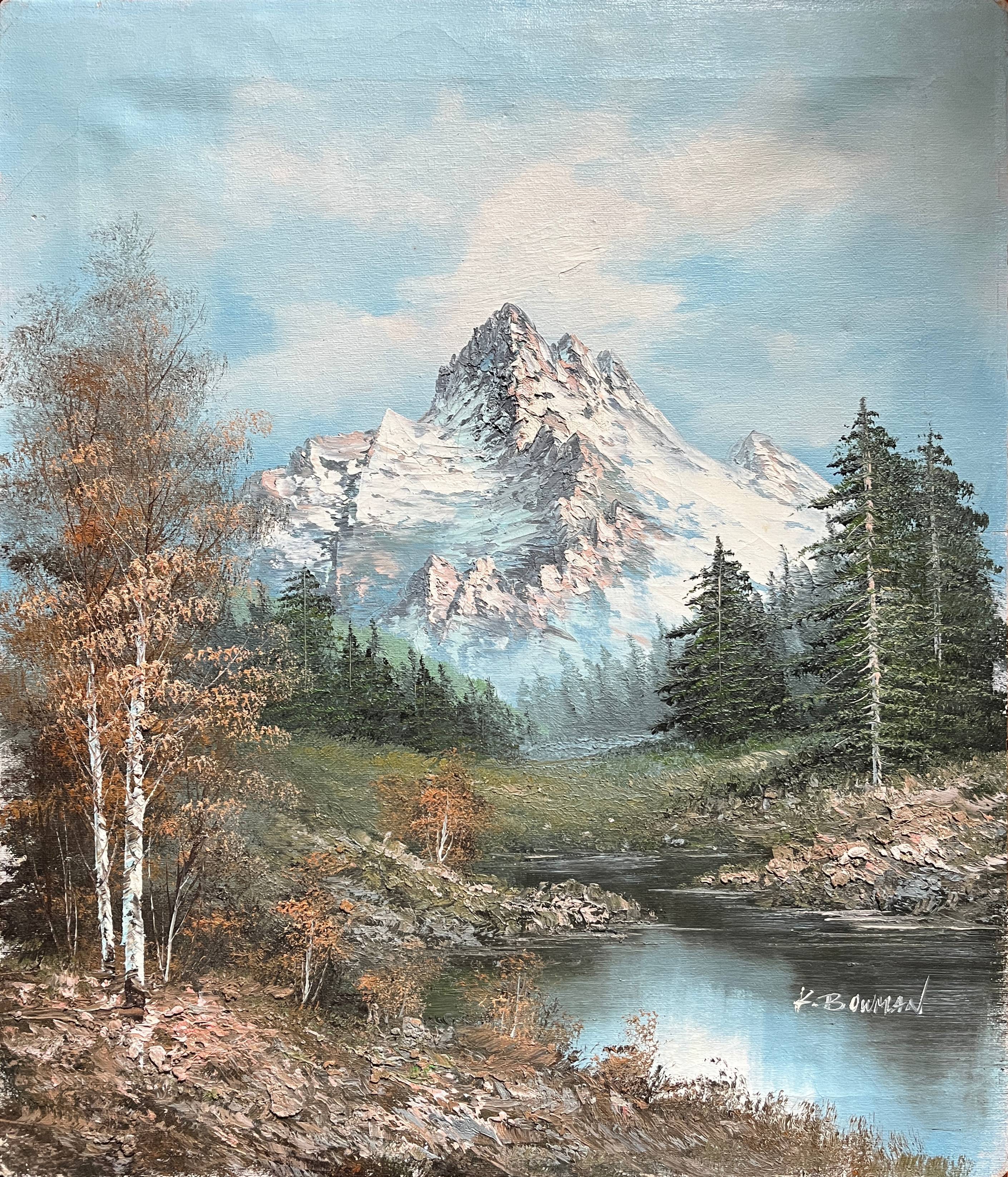 HST painting "Snowy Mountain Landscape" by Ken Bowman (born 1937)