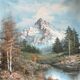 HST painting "Snowy Mountain Landscape" by Ken Bowman (born 1937)