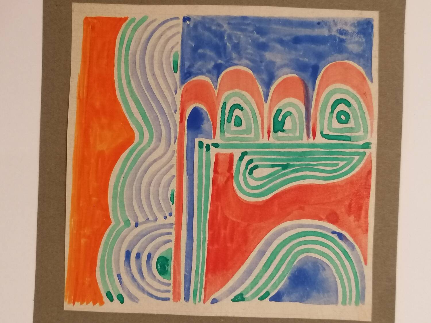 Gouache originale de Sonia DELAUNAY - Étude de tissu - Robert PERRIER