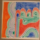 Gouache originale de Sonia DELAUNAY - Étude de tissu - Robert PERRIER