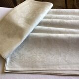 Set of 6 towels in ivory cotton damask