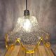 Vintage textured glass pendant attributed to Murano – amber edge – 1970s