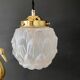 Vintage art deco globe pendant lamp in frosted glass