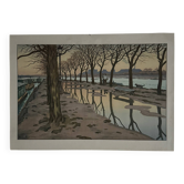 Lithograph on Chinese paper by Henri Rivière The Isle of Swans