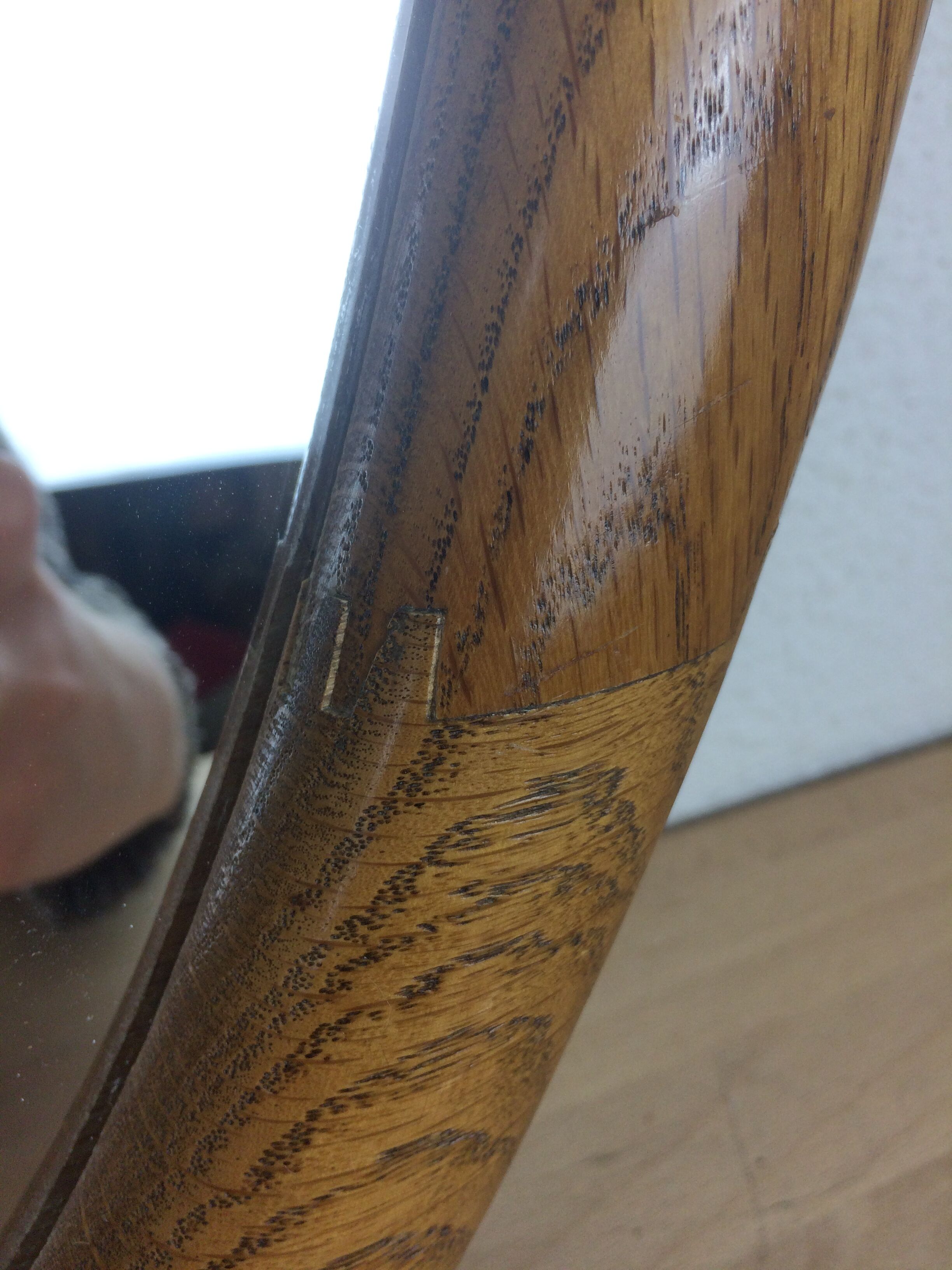 Oval mirror strapping wood 93 x 46 cm