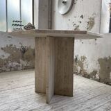 Octagonal travertine coffee table