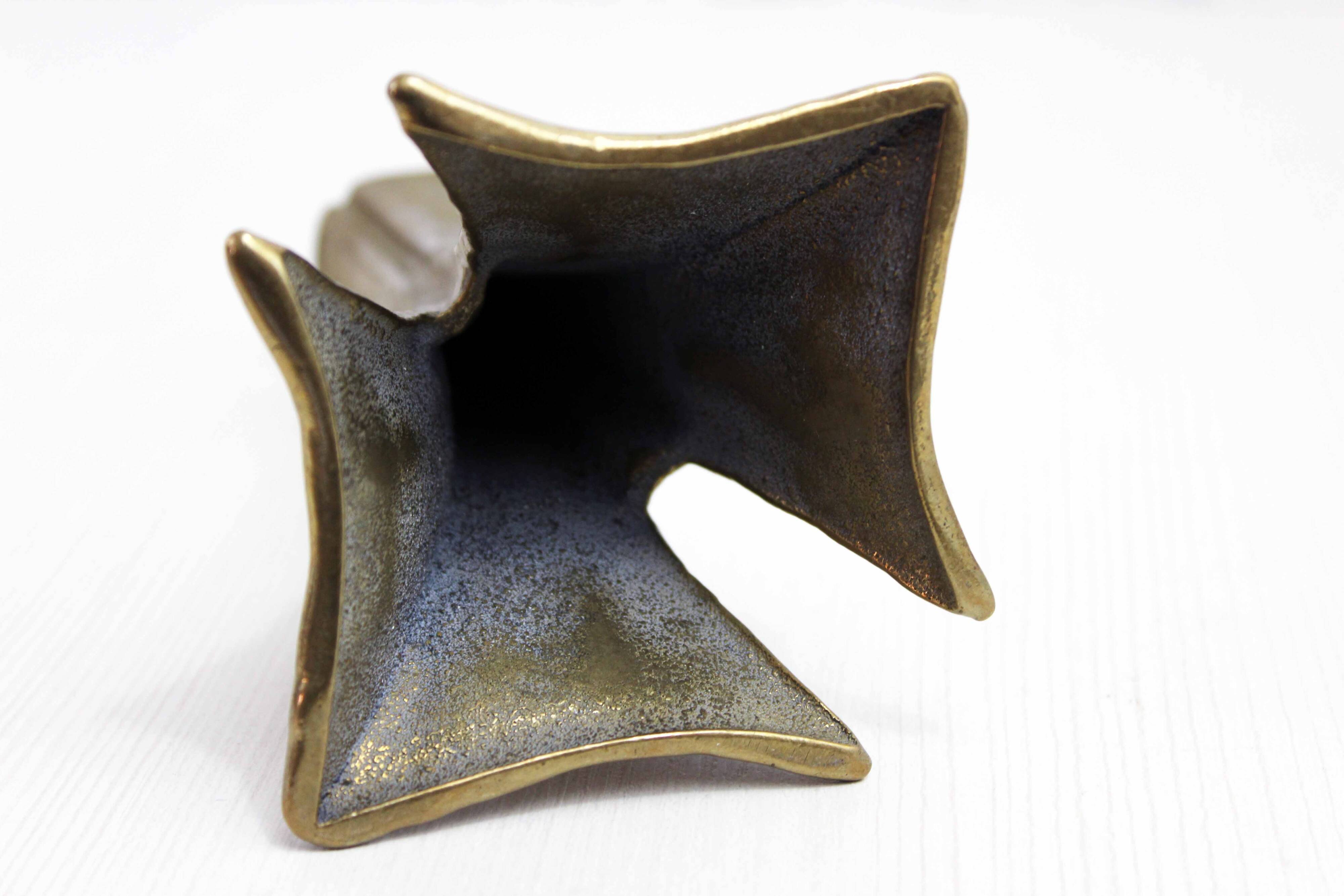 Brutalist bronze candle holder