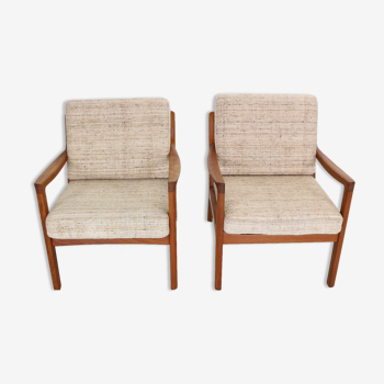 Set Of 2 teak Senator armchairs by Ole Wanscher for France& Son, Denmark 1950's