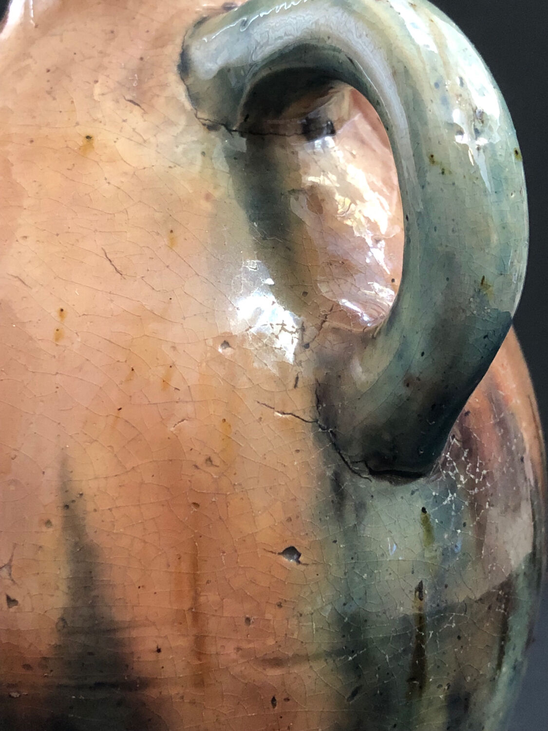 Vase with asymmetrical handles in Flemish stoneware