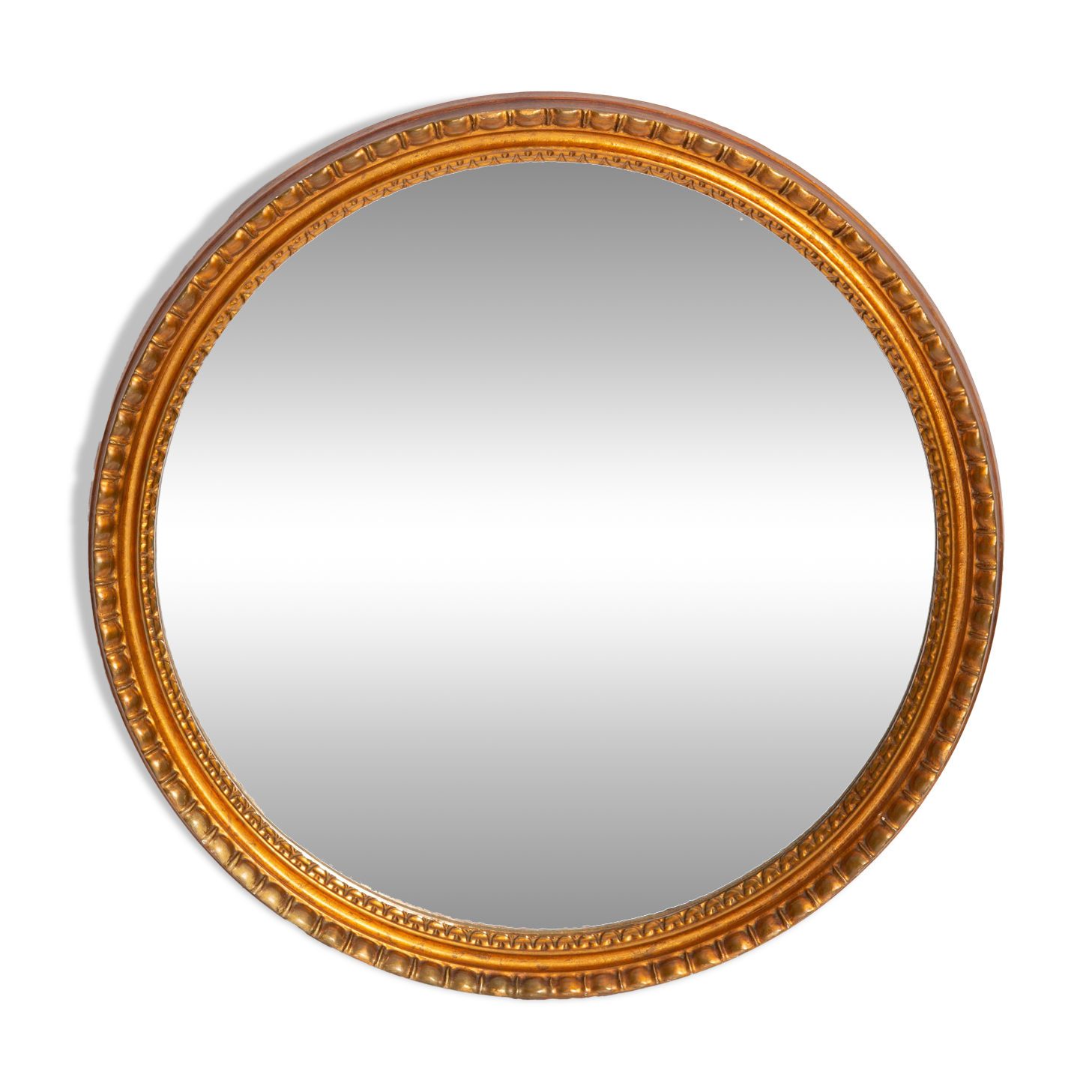 Miroir ovale vintage doré et noir avec cadre décoratif fleurs, Italie, 1960