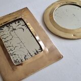 Set of two old Moroccan brass mirrors, 22 cm