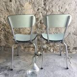 Pair of chairs in sky blue formica