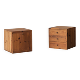 Set of 2 pine cube cabinets in the style of ate van apeldoorn, dutch design, 1960’s